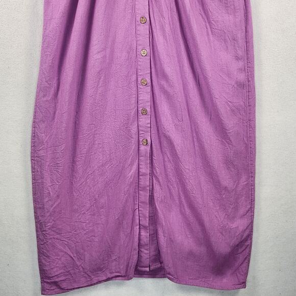 Free People Vintage Summer Puff Sleeve Maxi Dress Women XS/S Purple Tie Front - Picture 6 of 16